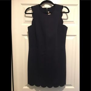JCrew Navy Blue Scalloped Hem Shift Dress